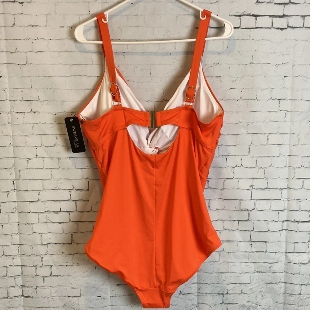 CITY CHIC Majorca 1 Piece Swimsuit Sunburst Orange Sz 18 Plus Size Vacation NWT - Picture 11 of 16